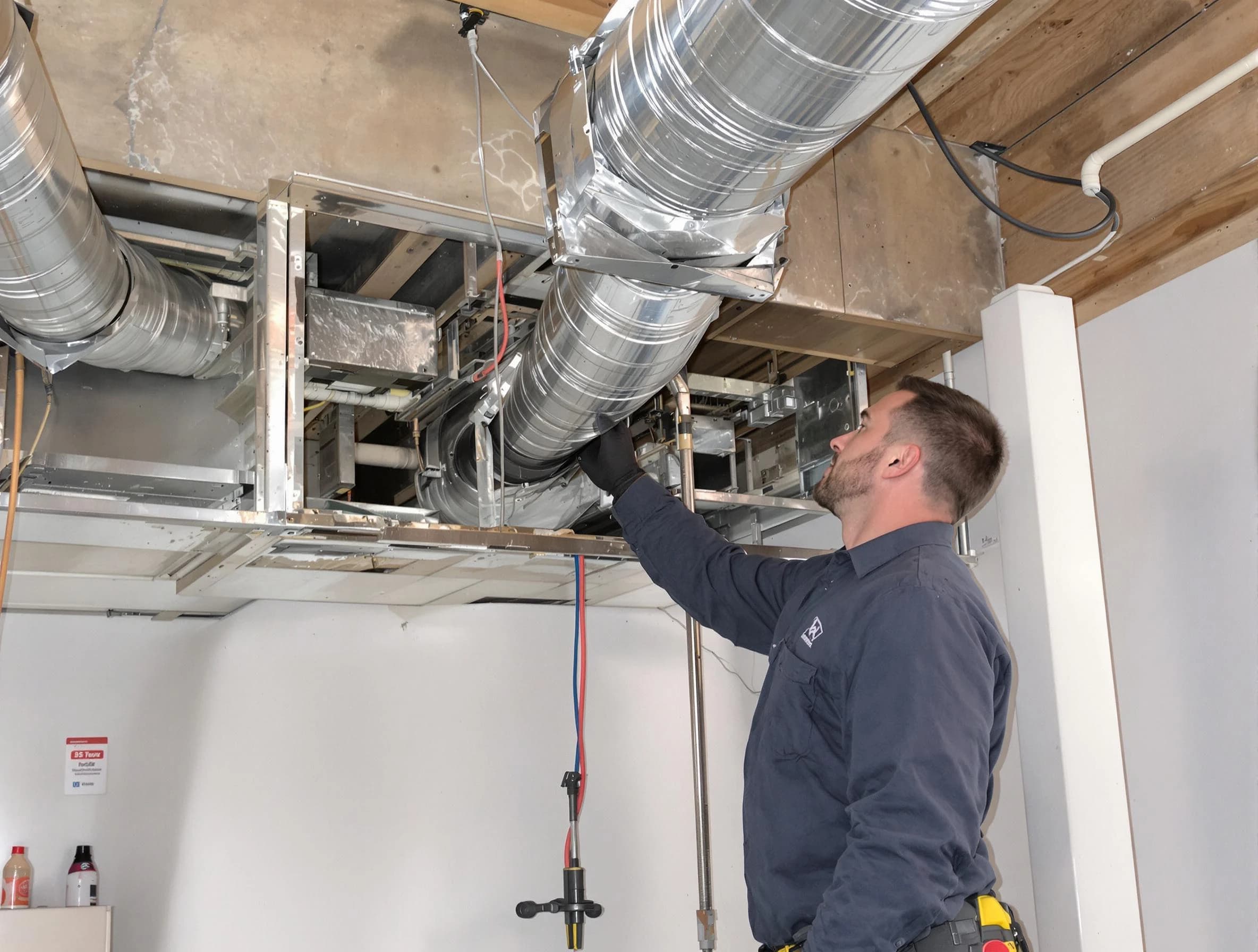 Helena Air Duct Cleaning technician performing professional air duct repair using specialized tools in Helena