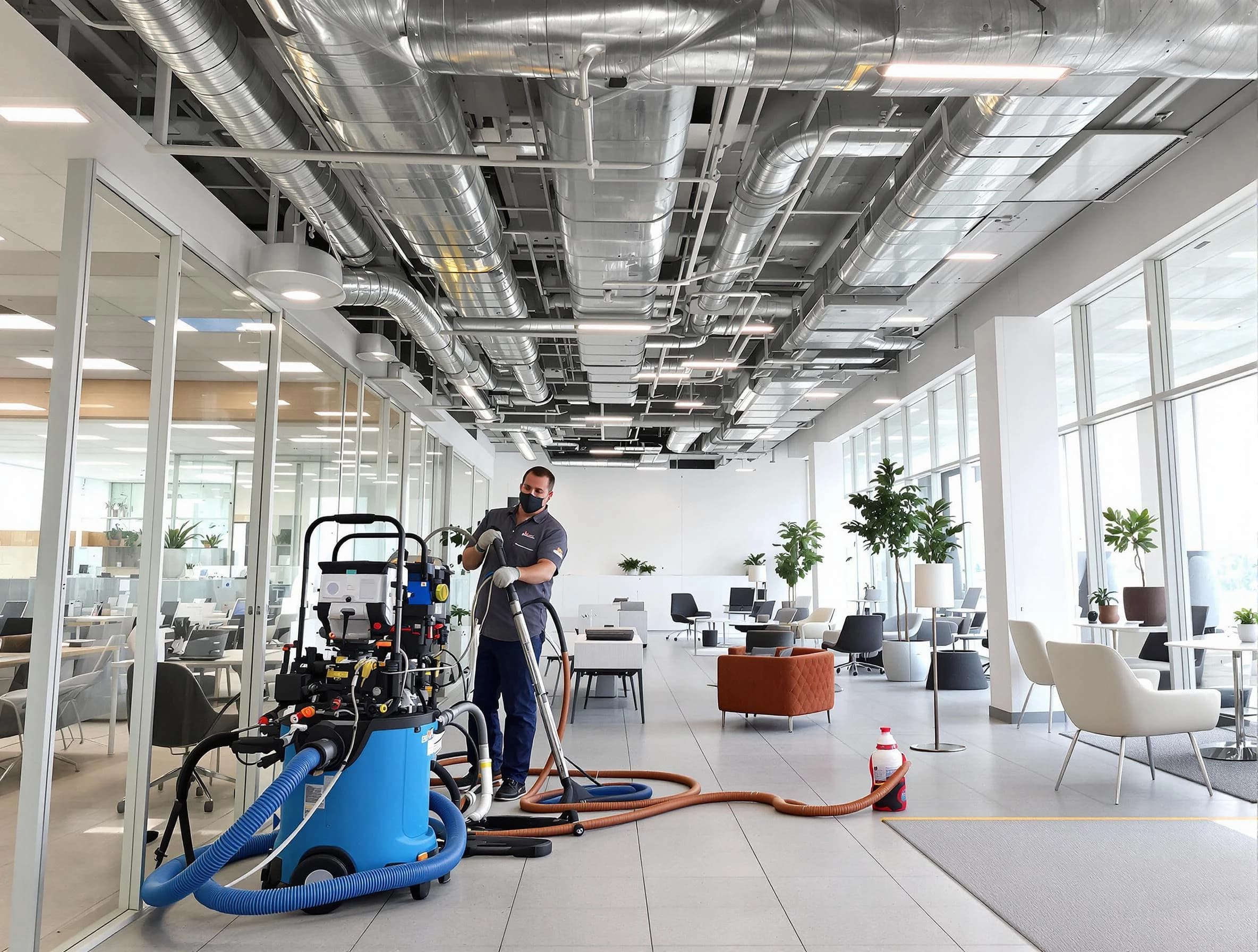 Helena Air Duct Cleaning team conducting comprehensive commercial duct cleaning at a business location in Helena