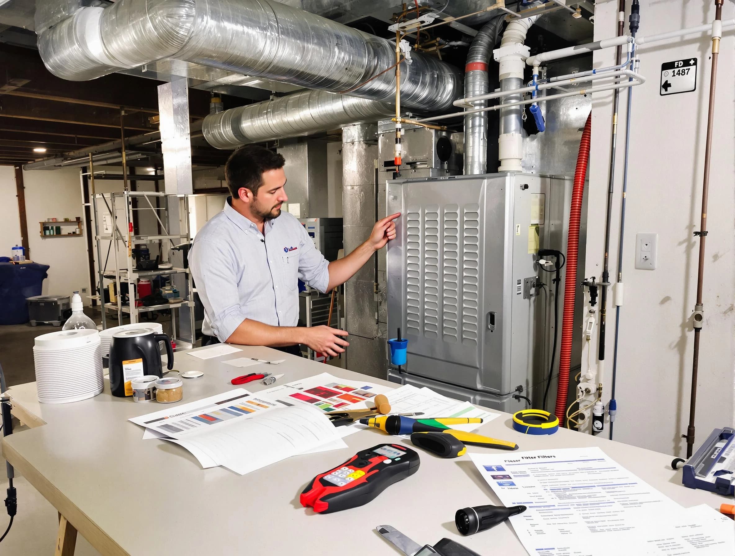 Helena Air Duct Cleaning inspector conducting detailed filter system evaluation using professional diagnostic tools in Helena