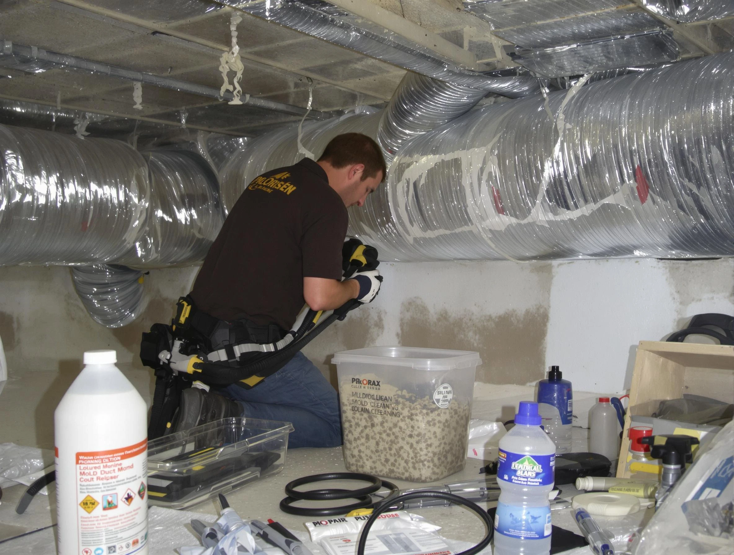 Helena Air Duct Cleaning specialist performing professional mold removal from air ducts in Helena
